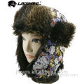 Custom ladies fake furry winter hat trapper hat